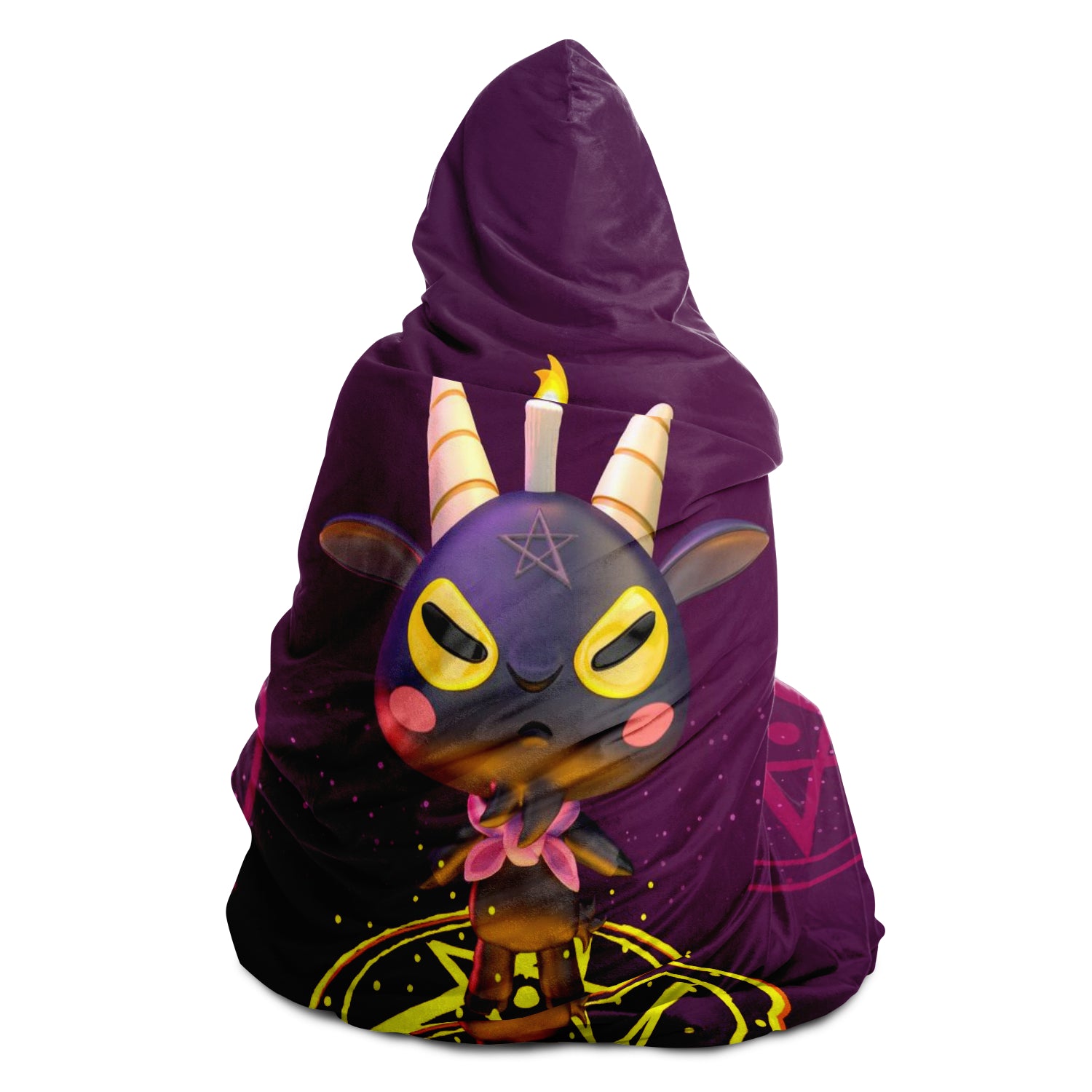 Baphomet 3D Hooded Blanket - Purple