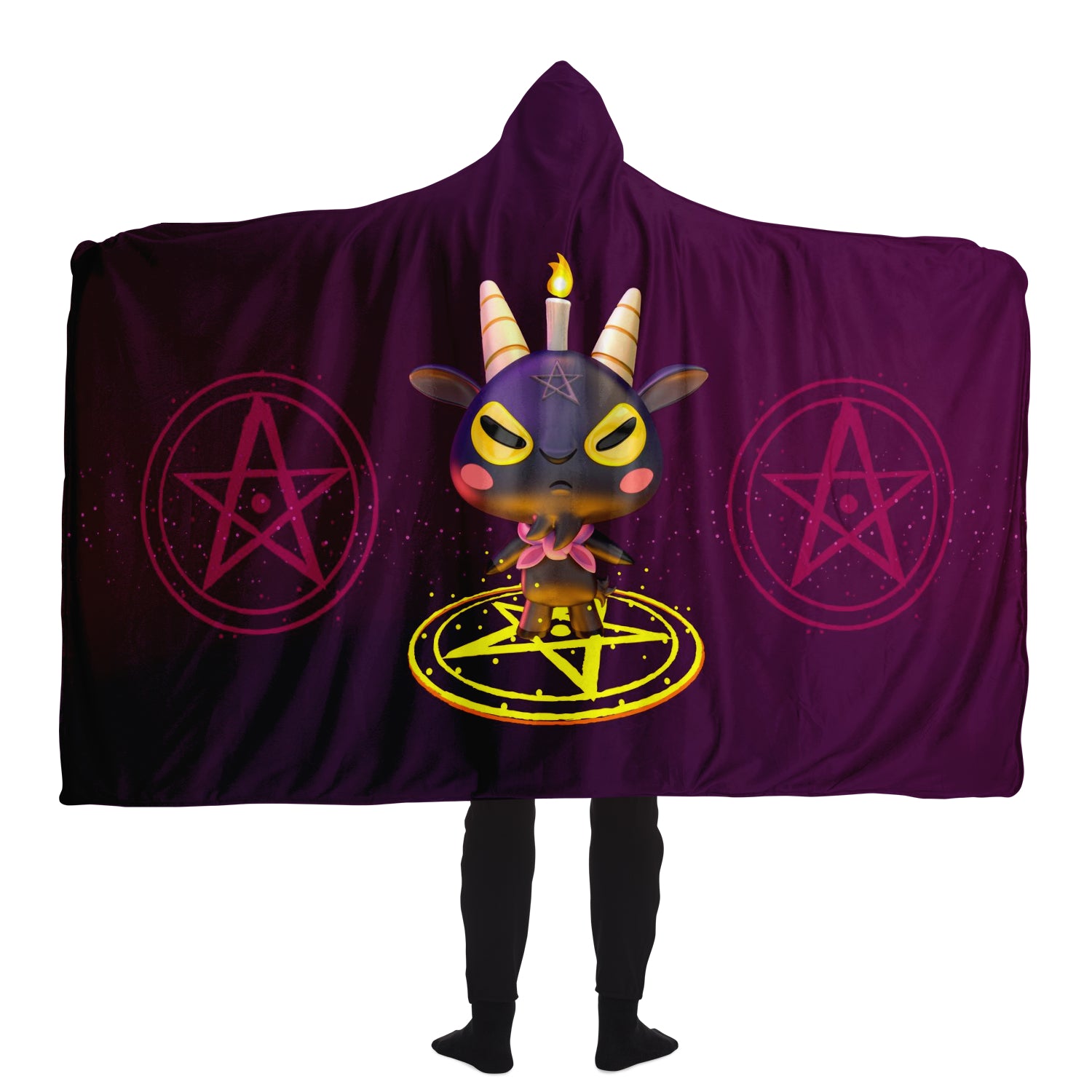 Baphomet 3D Hooded Blanket - Purple