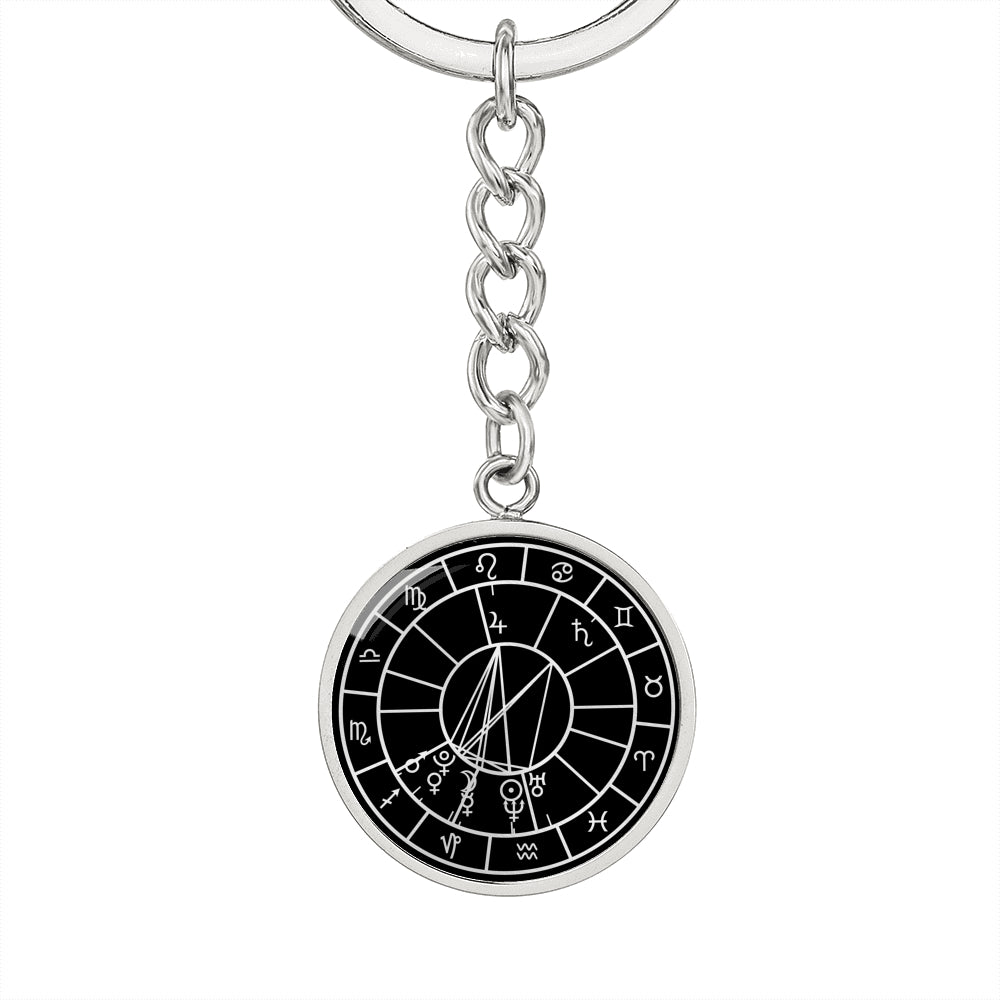 Personalized Natal Chart Pendant with Keychain - Black