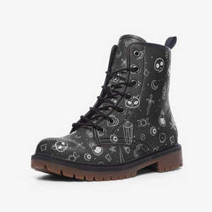 Witchy Leather Boots - Gray