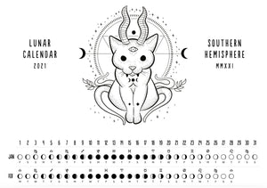 2021 Printable Lunar Calendar - Witchy Cat