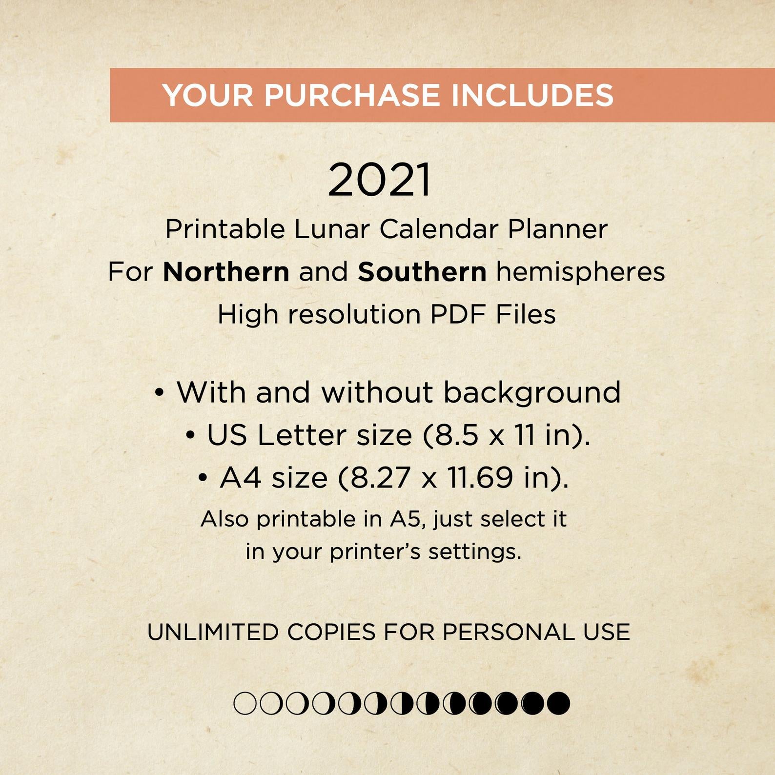 2021 Printable Lunar Calendar Planner