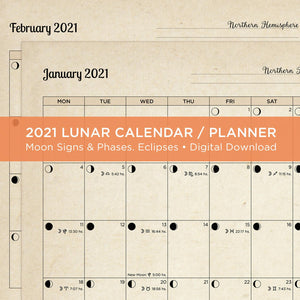 2021 Printable Lunar Calendar Planner