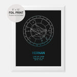 Personalized Birth Chart Foil Print 8x10''