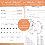 2021 Printable Astrology Ephemeris & Lunar Calendar