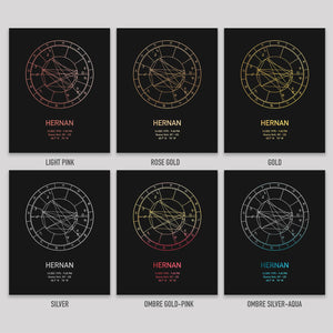 Personalized Birth Chart Foil Print 8x10''