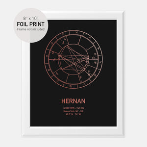 Personalized Birth Chart Foil Print 8x10''