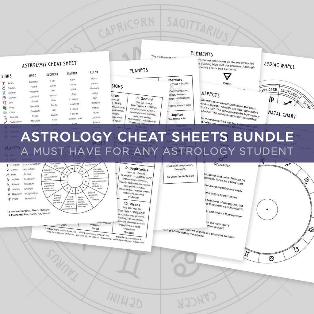 Astrology Cheat Sheets. Witchy Bundle