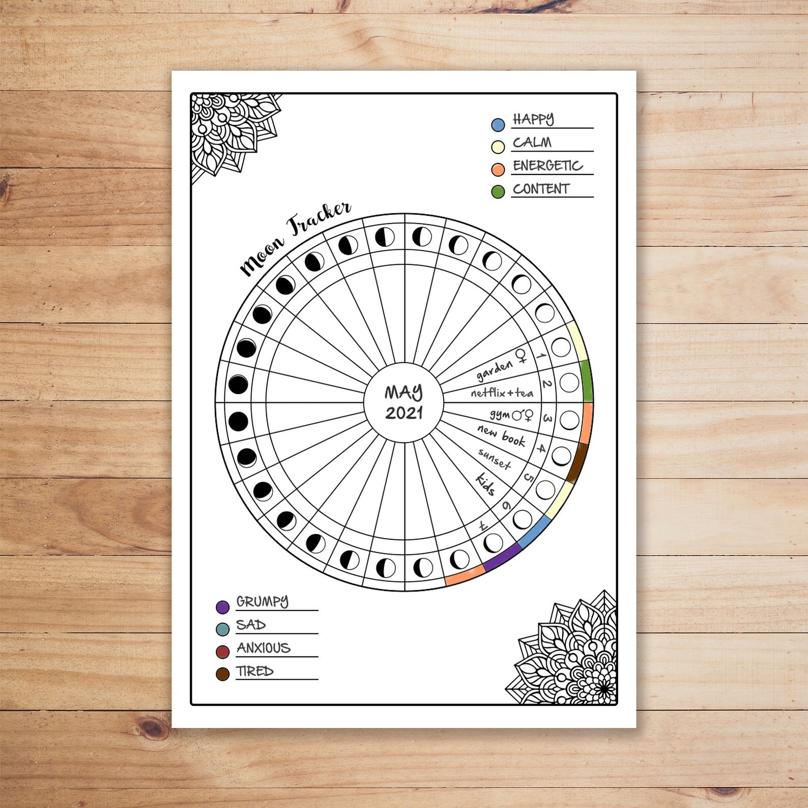 Moon Cycle & Mood Tracker Printable